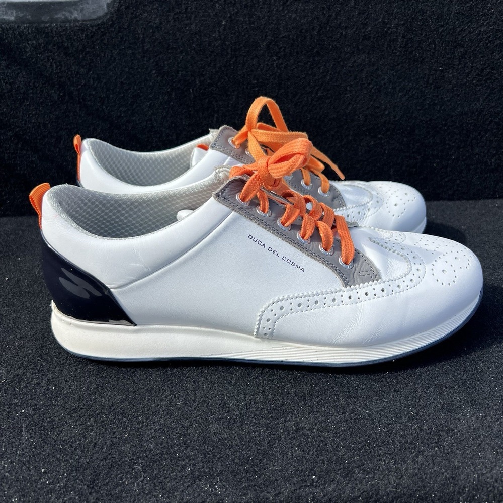 Men's Size 9 Duca del Cosma White Italian Leather Spikeless Golf Shoes